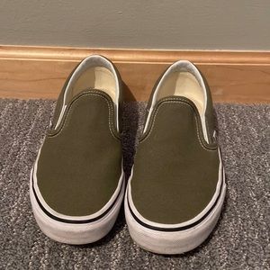 Olive green slip on vans- barely worn